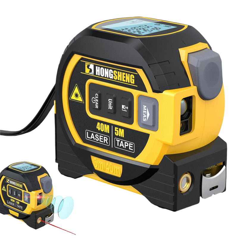 The Ruler 3-in-1 Measuring Tape, Tools Tape Measure, 3-in-1 Rangefinder with Led Display, 3 in 1 Digital Tape Measure with Cross Line, AutoLock, Measure Area, Volume, Pythagorean, Best Gift for Man Yellow 1Pc
