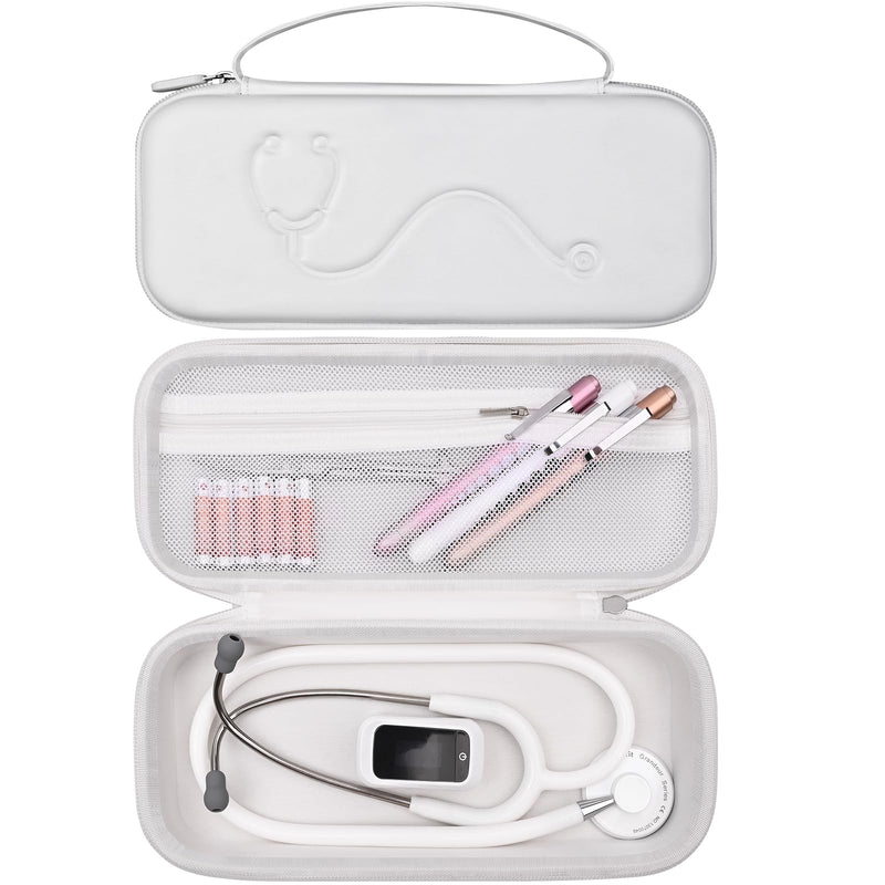 [Australia - AusPower] - Hard Stethoscope Case for 3M Littmann Classic III, Lightweight II S.E, MDF Acoustica Stethoscope, Stethoscopes Carrying Case with Mesh Bag for Nurse Accessories Gauze Penlights Cotton Swabs (Beige) BEIGE 
