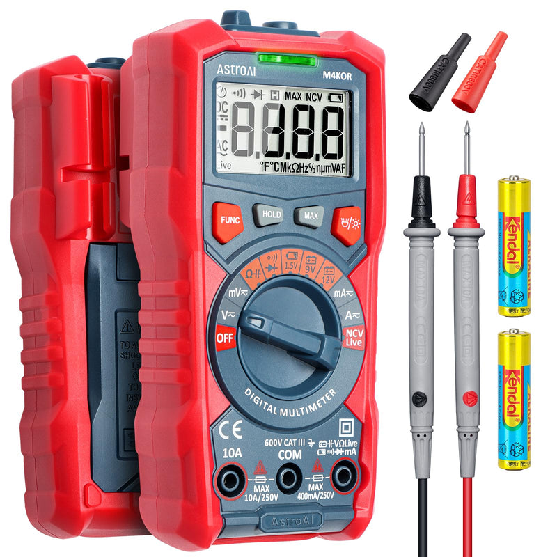 [Australia - AusPower] - AstroAI M4K0R 4000 Counts Auto-Ranging 1.5v/9v/12v Battery Voltage Multimeter and AstroAI CM2KOR Digital Clamp Meter 2000 Counts 