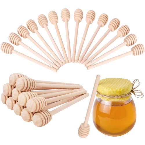 100 PCS Wooden Honey Sticks Dipper 6 Inch, Mini Honeycomb Honey Stirrer 6 Inch 100 Pcs