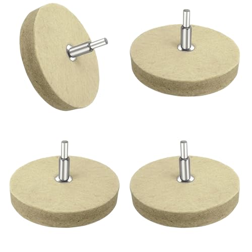 LINE10 Tools 4-inch hard felt buffing wheels with 1/4-inch shank for drill, pack of 4