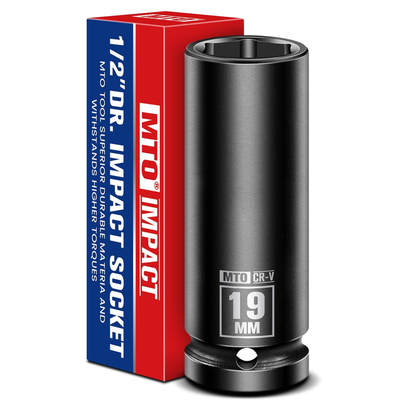 [Australia - AusPower] - 1/2" Drive 19mm Deep Impact Socket, 6-Point Metric Socket for Automotive Maintaince, CR-V Steel Meets ANSI Standards 