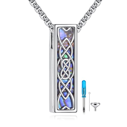 Urn Necklace Ashes 925 Sterling Silver Cremation Pendant Memorial Ashes Abalone Shell Pendant Jewelry Gift for Women Men Celtic Knot