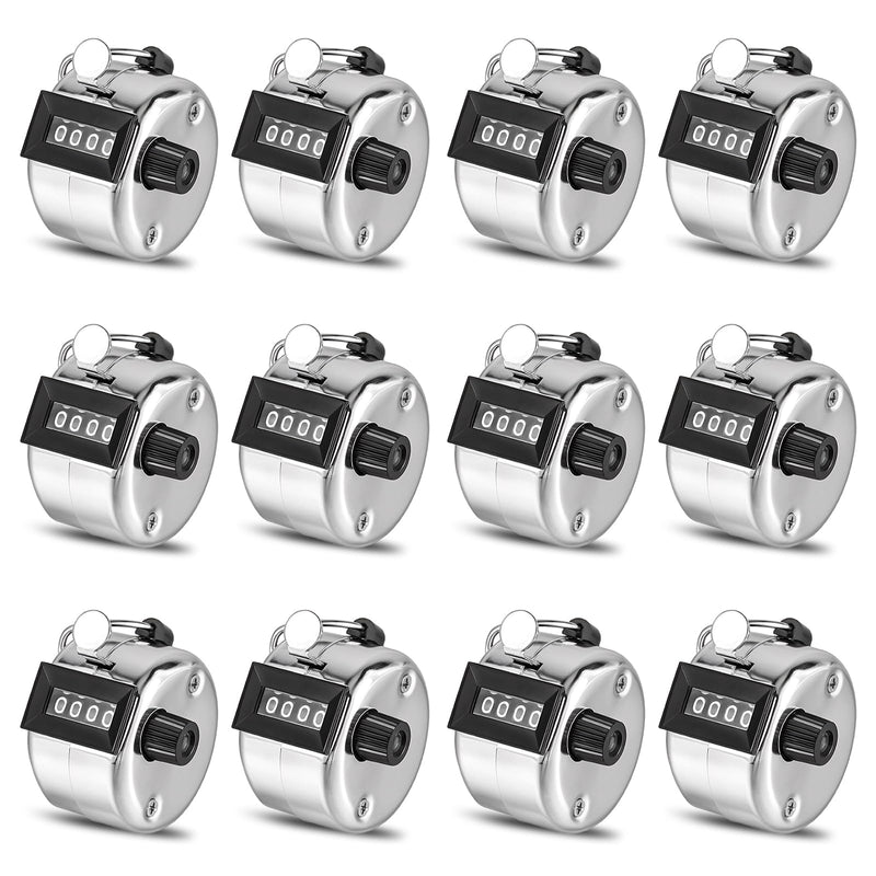 [Australia - AusPower] - 12 Pcs Hand Tally Counter 4-Digit Lap Counter Clicker, Manual Mechanical Handheld Pitch Click Counter with Finger Ring for School Golf & Knitting Row Croche 