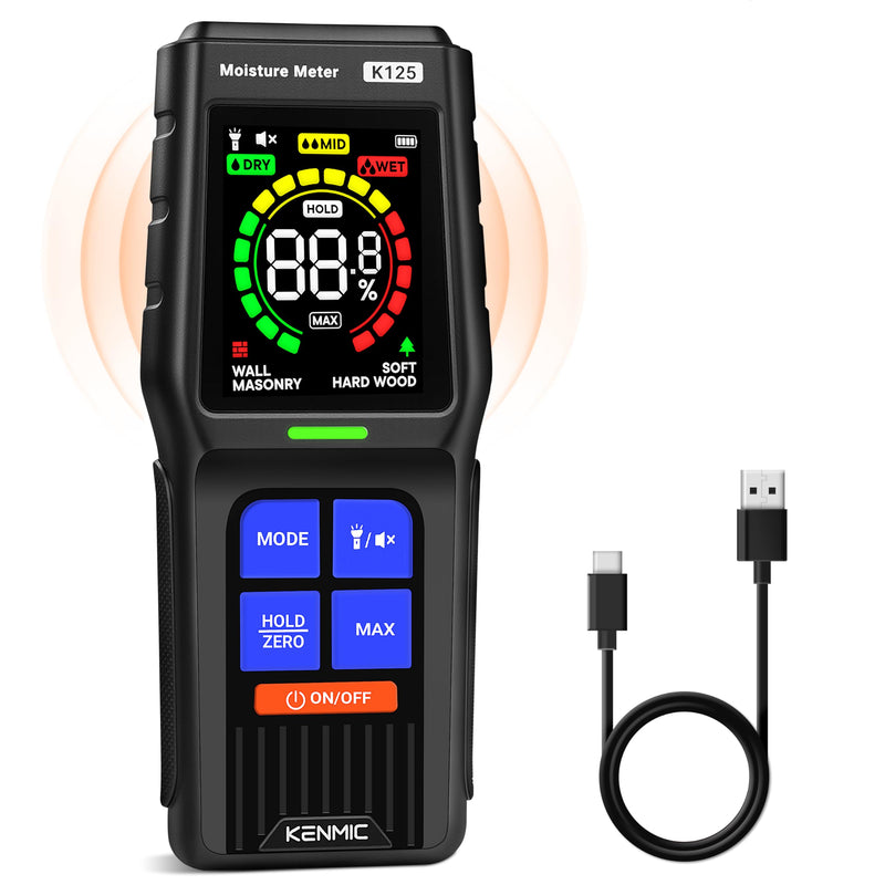 [Australia - AusPower] - Pinless Moisture Meter for Non-Destructive Moisture Detection in Drywall, Wood, and Masonry, Detects up to 3/4-Inch Below Surface 