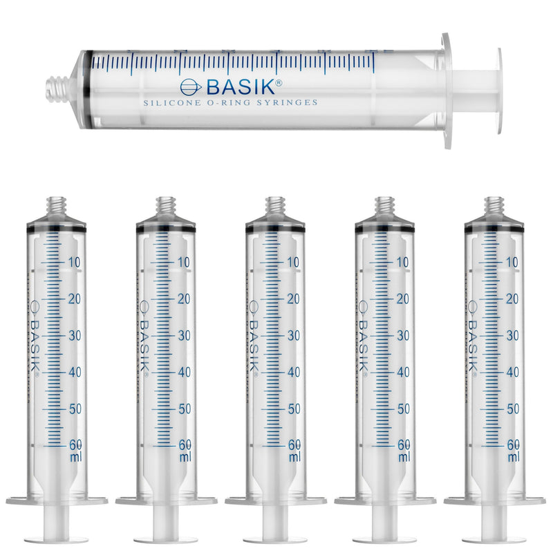 [Australia - AusPower] - BASIK 60cc Compatible With ENFIT Connections Silicone O Ring Reusable Syringe, 6 Pack 