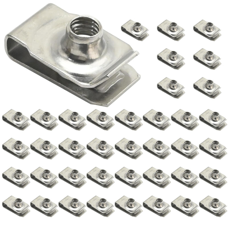[Australia - AusPower] - 40 PCS 1/4inch M6 U Nuts, Stainless Steel U-Clip Nuts, Anti-Rust U-Fasteners for Repair Modification Needs 