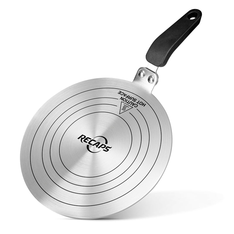 RECAPS 9.45 inch Stainless Steel Induction adapter plate for Induction Electric Gas Glass Cooktop, Heater Diffuser for Moka Pot, Glass bowls, Sauce Pan
