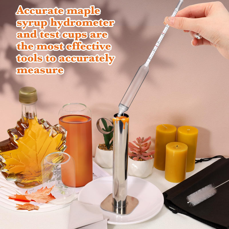 [Australia - AusPower] - 6pcs Maple Syrup Hydrometer Kit,Maple Syrup Density Kit,Stainless Steel Maple Syrup Hydrometer Test Cup Kit,Maple Syrup Supplies for Measuring Sugar Content in Syrup Sap 