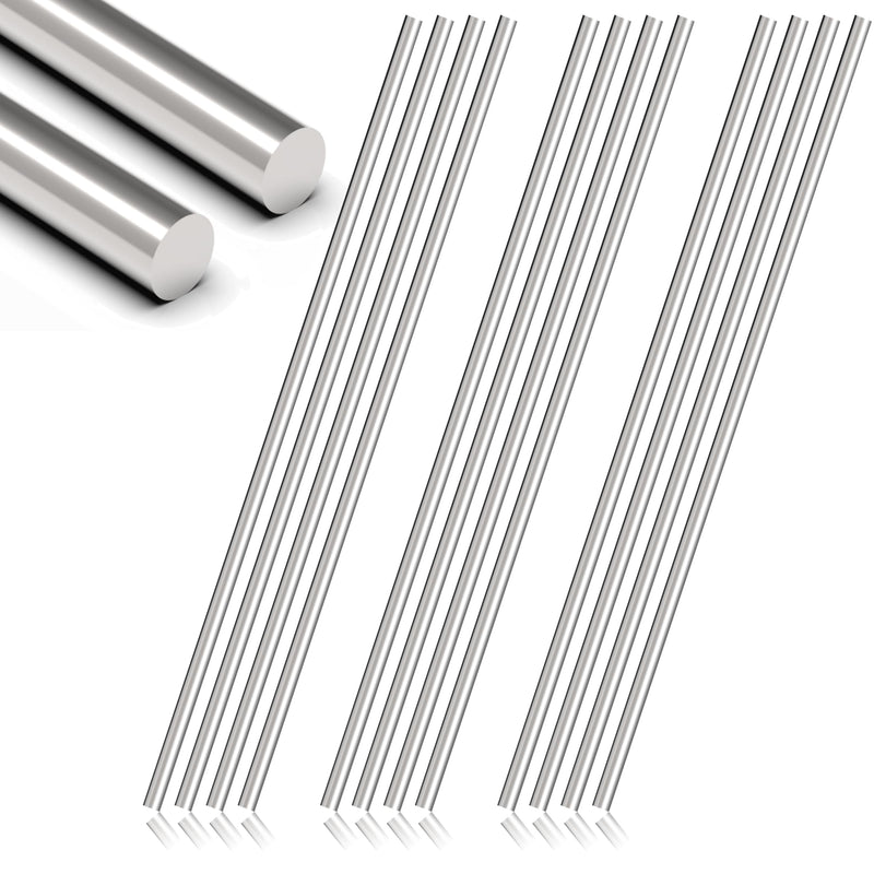 12Pcs 1/4 x 12in 304 Stainless Steel Round Rod, Metal Shaft, Stainless Steel Smooth Rods for Industry, Metal Working Hobbies and DIY Craft(12, 1/4x12in) 12