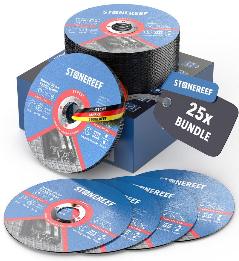 Cutting Discs 125 mm Metal 1 mm Set of 25 Flex Discs Extra Thin | 25 discs in stock - 125 x 1.0 x 22.23 mm for all standard angle grinders Cutting disc set