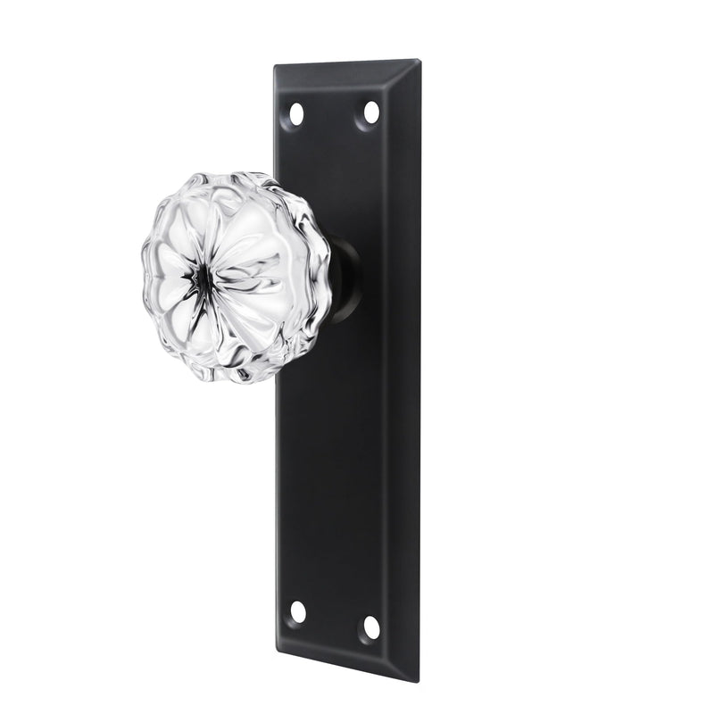 Single-Side Glass Dummy Door Knobs, Inactive Door Knobs for Closet, Antique Bifold Door Knobs Replacement, Crystal Dummy Door Handles, Matte Black, 2 Pack Dummy(2 Pack)