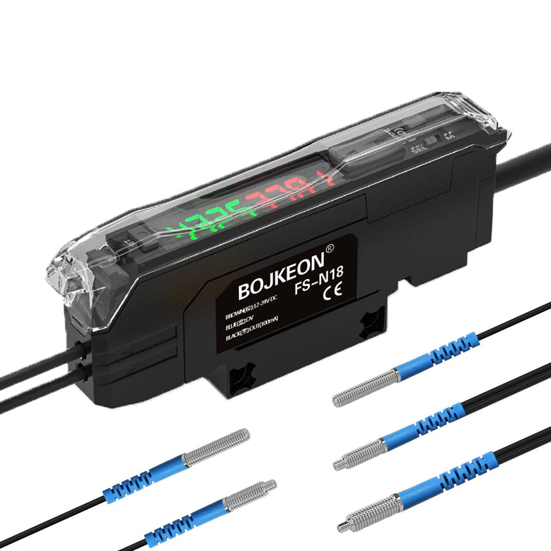 [Australia - AusPower] - FS-N18 Fiber Optic Sensor,HD LED Dual Digital Display Optical Fiber Amplifier,Long-Distance Optical Communications Diffuse Induction Photoelectric Switch (English Instruction Manual) FS-N18 (NPN Outpot) 