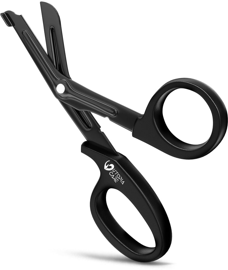 [Australia - AusPower] - Utopia Care Medical Scissors Pack of 1, Stainless Steel EMT Trauma Shears for Nurses, Bandage Scissors with Stainless Steel Blades, All Purpose Surgical Shears, Black 1-Pack 