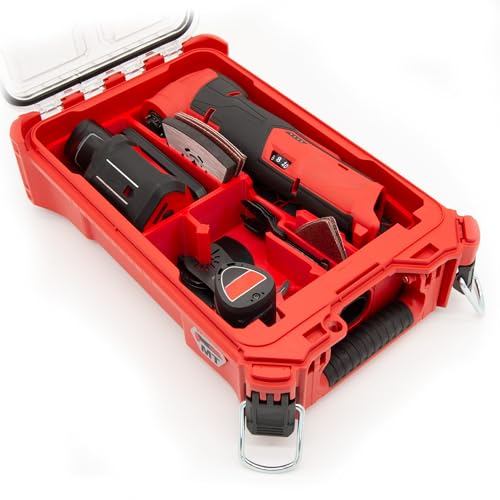 Compact Packout tool organizer for Milwaukee M12 Fuel oscillating multi-tool, accessories and batteries; box and tools not included