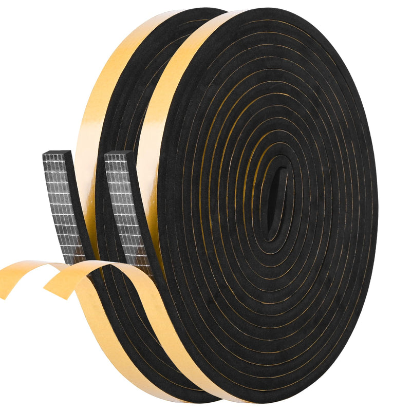 [Australia - AusPower] - Self Adhesive Foam Tape Weatherstrip 1/2in x 1/4in x 42Ft High Density Foam Insulation Strips Foam Seal Weather Stripping with Strong Adhesive for Door and Window Sound Isolation Soundproofing 