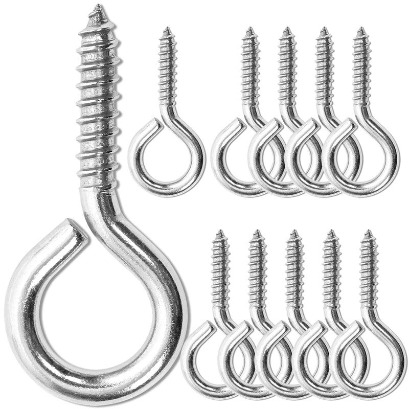 [Australia - AusPower] - 10PCS 2.5 inches Screw Eyes M6 304 Stainless Steel Eye Screws, Heavy Duty Screw, Eye Hooks Screw Eye Bolts Eye Hooks Screw, Indoor & Outdoor Uses (10, M6-2.5inch) 10 