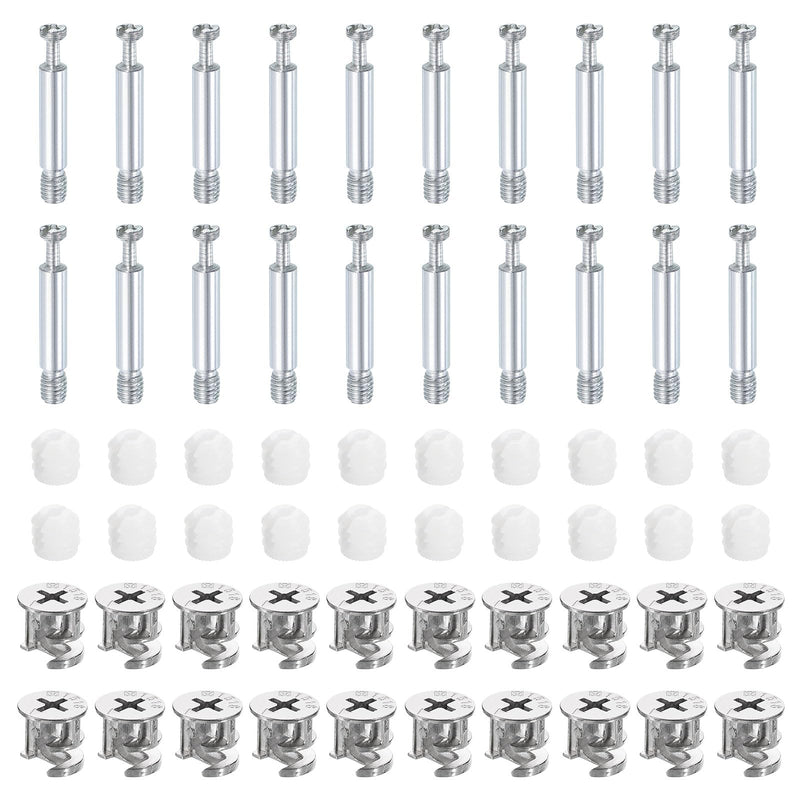 [Australia - AusPower] - uxcell 45Set 15x14mm Furniture Cam Lock Fitting with 5.8x40mm Dowel Fasteners, 3-in-1 Metal Furniture Board Connecting Screws Bolts Assortment Kit for Cabinets Chairs Drawer 5.8 x 40mm 45 