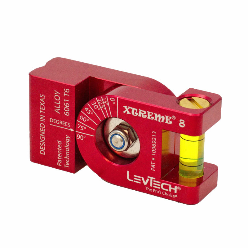 [Australia - AusPower] - LEVTECH Magnetic Torpedo Level – 8 Angle Marks (0°, 15°, 22.5°, 30°, 45°, 60°, 75°, 90°) | Rare Earth Magnets | Replaceable Vial | Heavy-Duty Aluminum Body Xtreme 8 