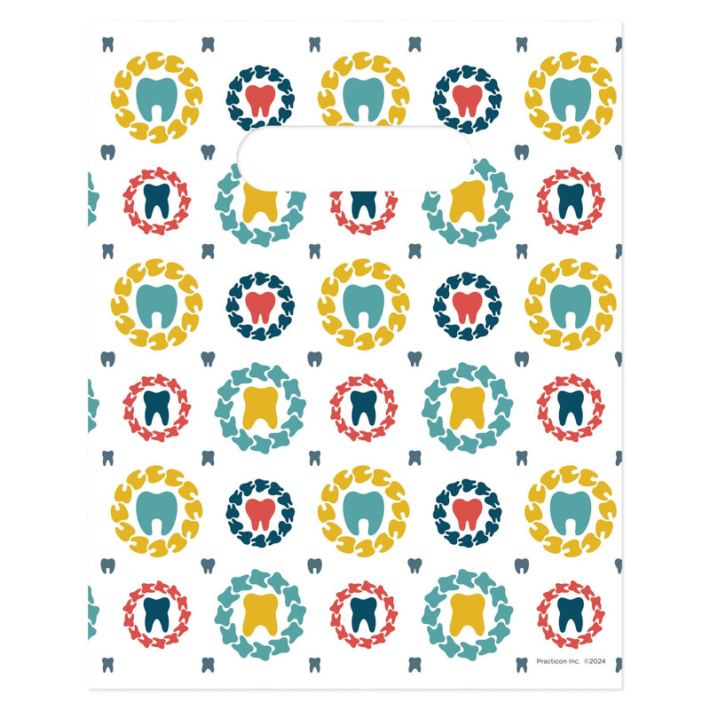 [Australia - AusPower] - Practicon Tooth Medallions 8" x 10" Dental Giveaway Bag, Dental Hygiene Patient Care Goodie Bag, Dentist Office Plastic Gift Bags, 100 Pack 8" x 10" 