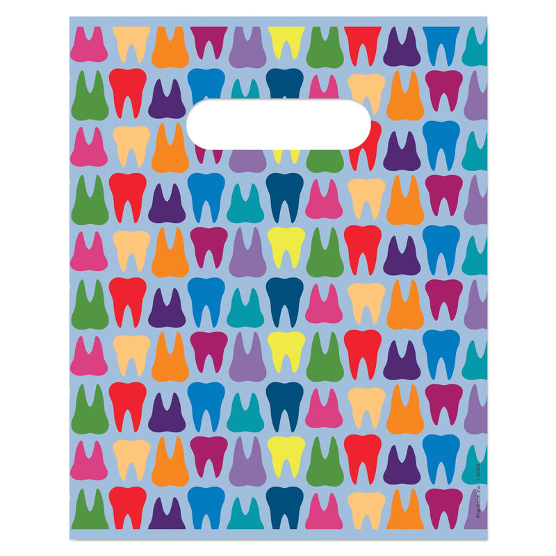 [Australia - AusPower] - Practicon Rainbow Teeth 8" x 10" Dental Giveaway Bag, Dental Hygiene Patient Care Goodie Bag, Dentist Office Plastic Gift Bags, 100 Pack 8" x 10" 