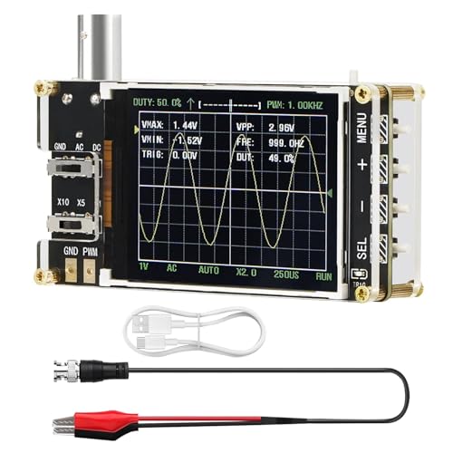 Treedix Handheld Digital Mini Oscilloscope Kit with 3 Trigger Modes | 2.4 inch LCD screen, 24MSa/s high sampling rate, 200 kHz bandwidth, X10/X5/X1 sensitivity, GND/AC/DC coupling method
