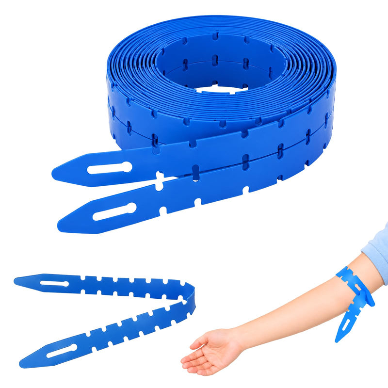 Disposable Tourniquet with Fish Bone Design, Latex-Free, TPE, 17 Inches Long, Pack of 25, Blue