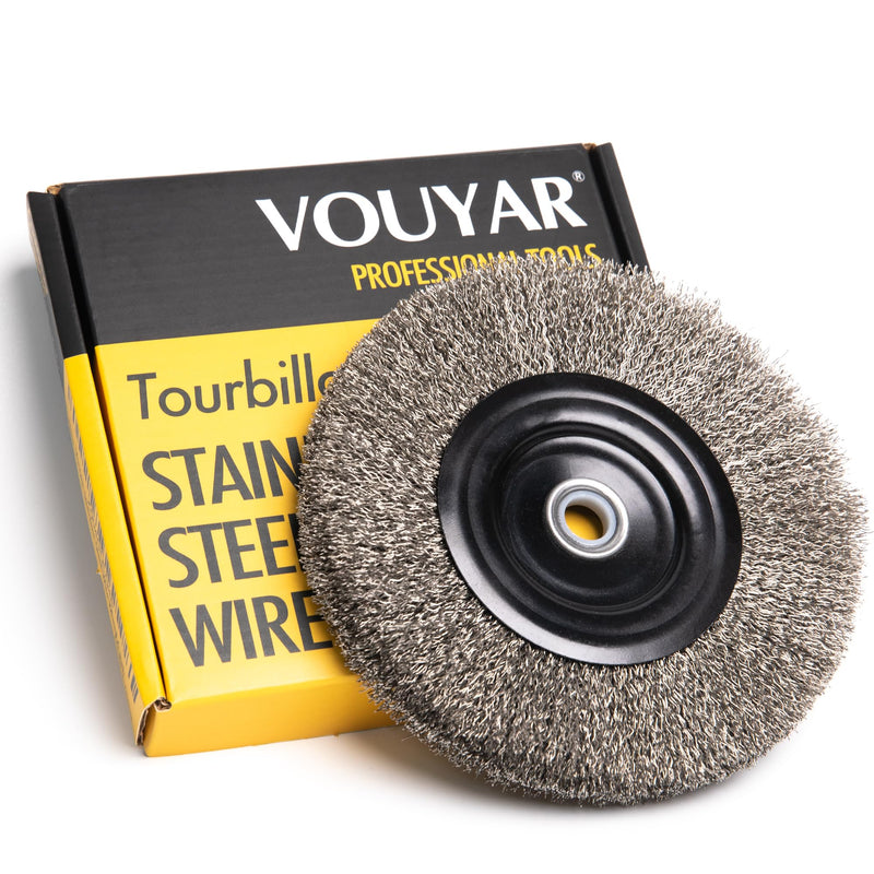 [Australia - AusPower] - 6 Inch Stainless Steel Wire Wheel for Bench Grinder with 1/2-Inch and 5/8-Inch Arbor, .012" Stainless Steel Wire 