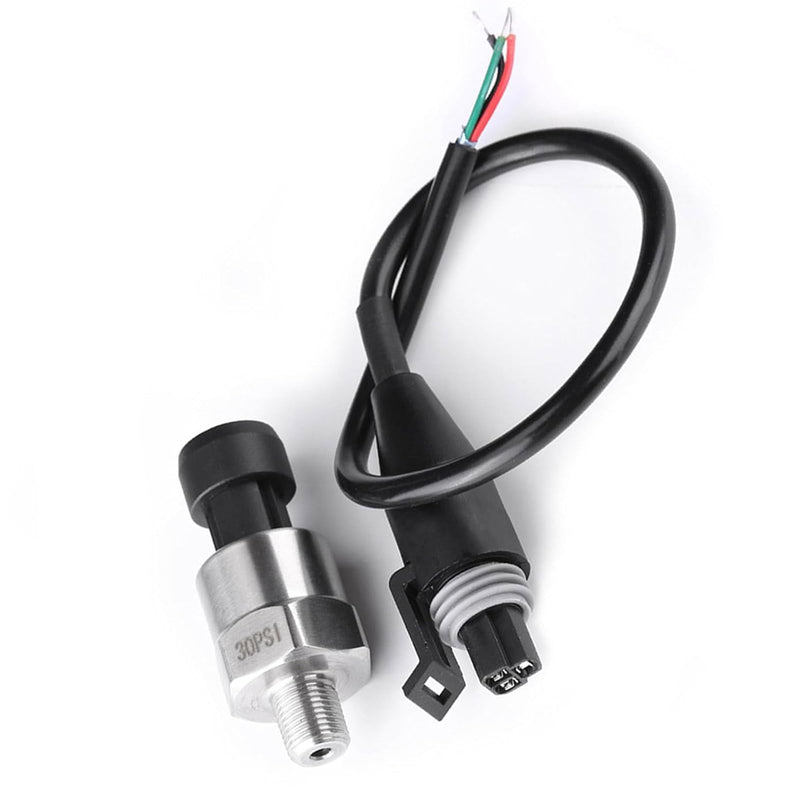 [Australia - AusPower] - 0.5-4.5V Output Stainless Steel Pressure Transducer Sender,1/8NPT SS Pressure Sensor with Connector Oil Pressure Sensor for Oil Fuel Air Water (30PSI) 30PSI 