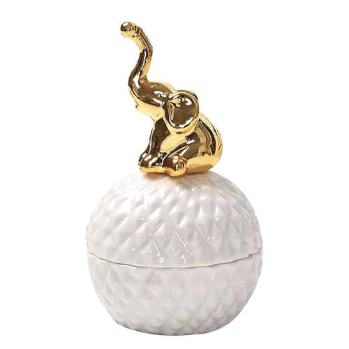 Small White Ceramic Elephant Decorative Urn for Ashes