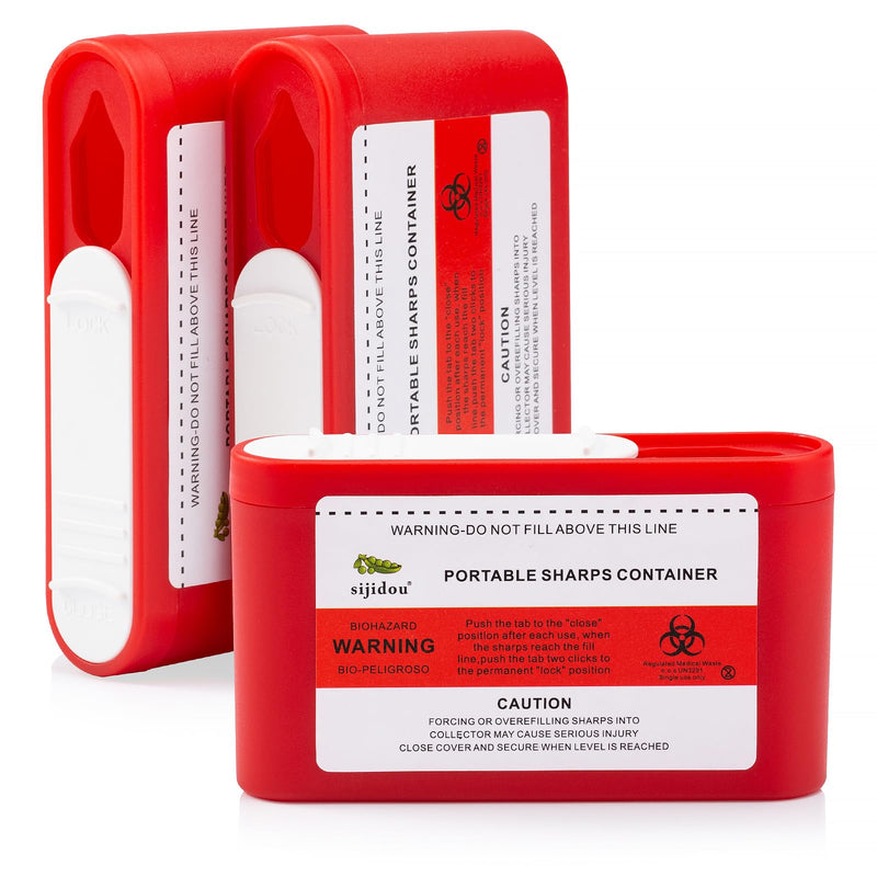 [Australia - AusPower] - Pocket Travel Sharps Container for Blood Sugar Test Strips, Needle Container for Diabetic Insulin Pen Needle，Biohazard Treatment Container，Travel and Home Use (3 Packs) 3 
