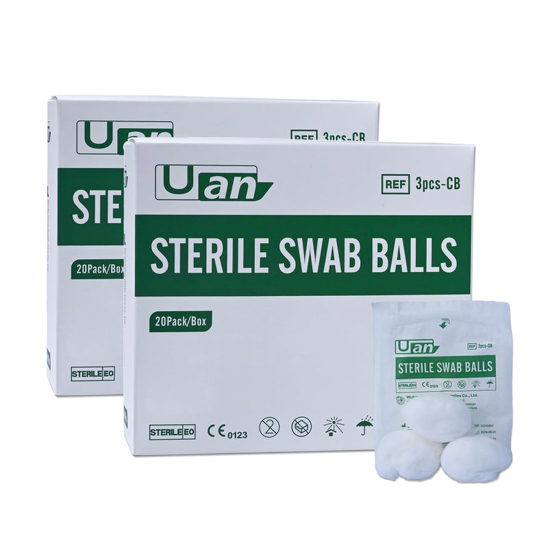 [Australia - AusPower] - Cotton Balls Sterile – Gentle and 100% Pure Cotton, Ideal for Makeup and Sensitive Skin, Individually Packaged (120 Count) 