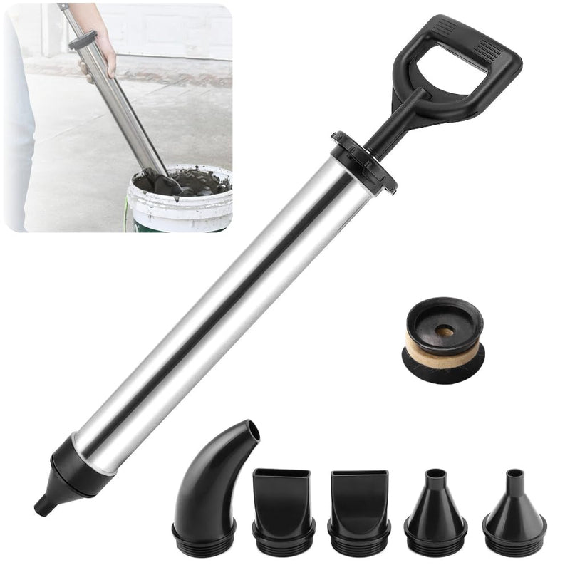 Mortar Pointing Grouting Gun, Cement Caulking Pump with 5 Nozzles for Grouting of Doors & Windows, Stainless Steel Mortar Sprayer Applicator Tool for Grouting, Sealing, Joint Filling (Black) Black