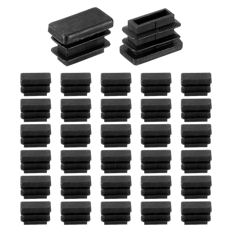[Australia - AusPower] - uxcell 32 Pcs Rectangle Tubing End Caps 3/4 x 3/8 Inch Plastic Hole Plugs Insert End Cap for Metal Tubing Post Chair Leg Table Bookshelves Furniture, Black 