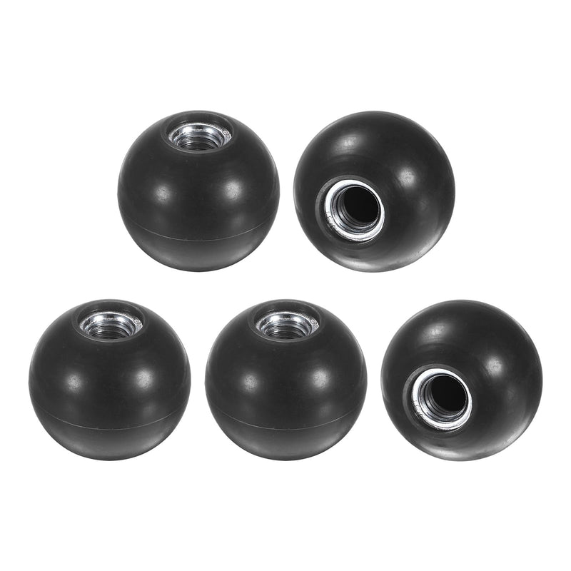 [Australia - AusPower] - 5-Pack Threaded Ball Knobs, M10 Female Thread 35mm Dia. Thermoset Ball Knob for Lathe/Machine/Lawn Mowers, Round Phenolic Steel Insert Lever Handle [Black] M10x35mm Black 