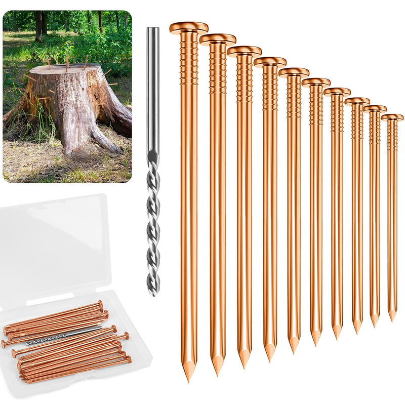 [Australia - AusPower] - Pack 10 Copper Nails for Killing Trees Stump Root, 3.14" Copper Nails with Drill, Stump Removal Spikes Hardware Nails for Trees 3.14 " -10PCS 