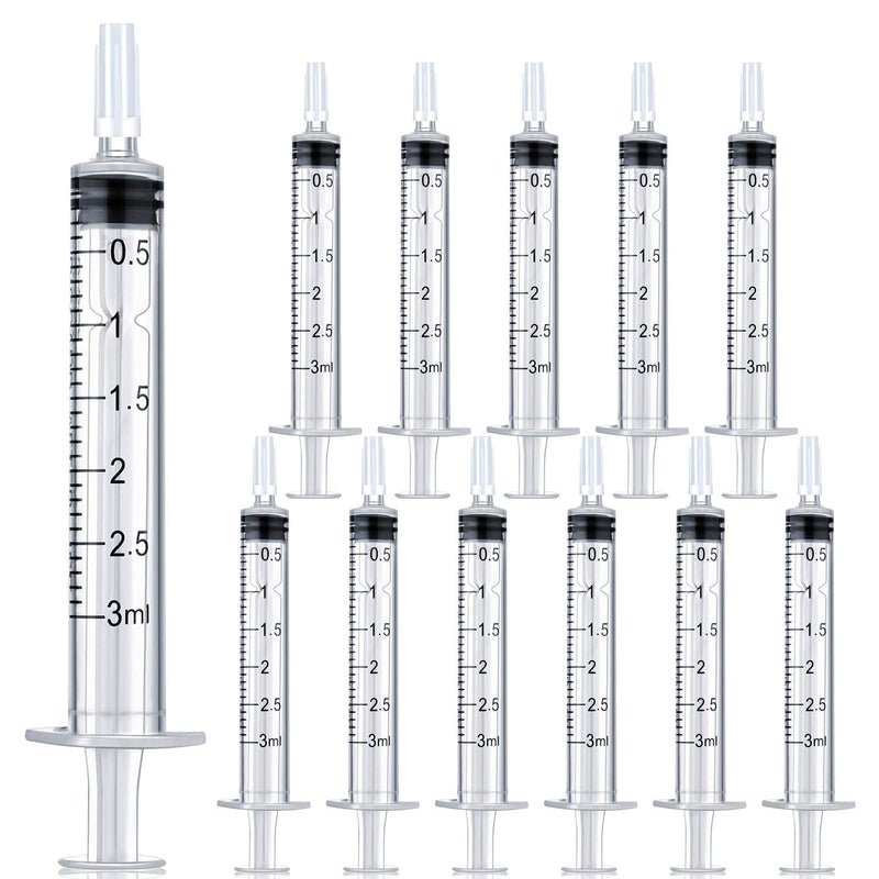 [Australia - AusPower] - 3 ml Syringe Without Needle, Syringe for Liquid with Cap, Oral, Scientific Labs, Measurement, Pack of 12 3ml 
