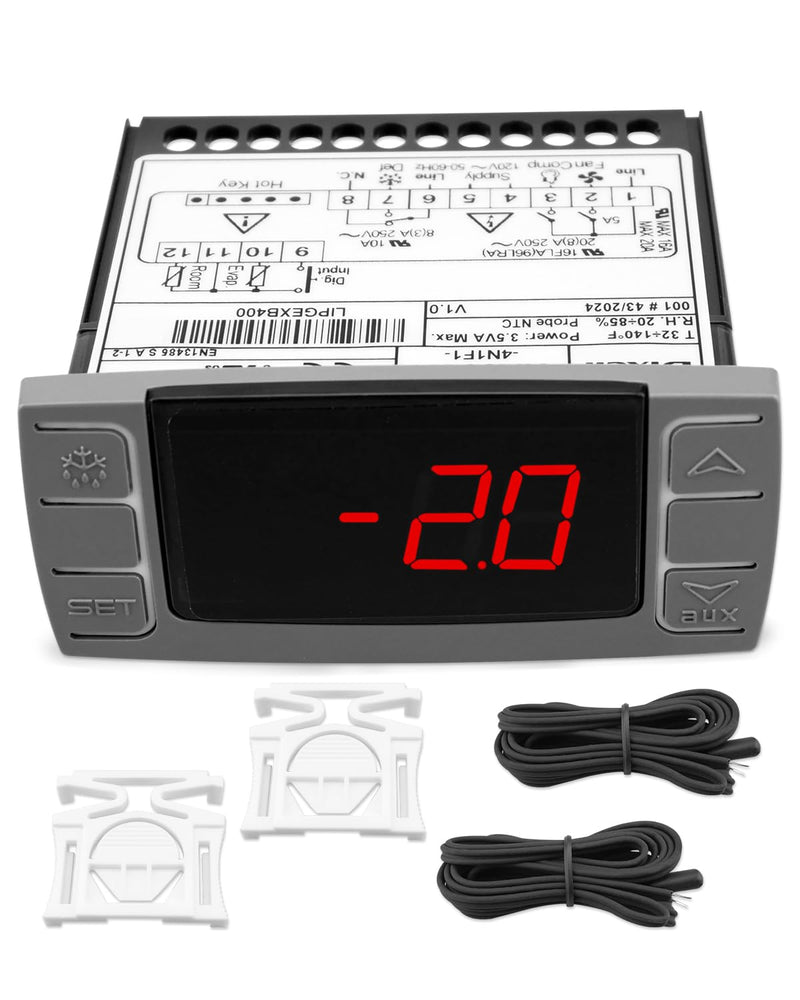 [Australia - AusPower] - Fit for Dixell XR06CX-4N1F1 Temperature Controller with Temperature Sensing Probe，Digital Thermostat Controller Fit for 120V 50-60hz Commercial Refrigerators/ Freezer 