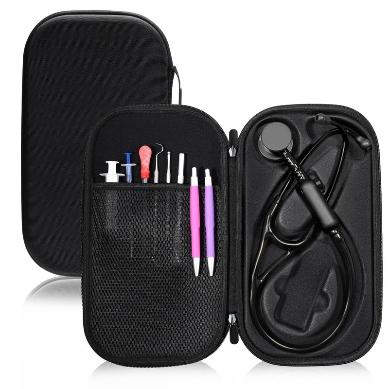 [Australia - AusPower] - 1 Pack Digital Stethoscope Case, 13.19 x 7.48 x 1.77 Inches Large Carrying Case Compatible with Digital or Cardiology Stethoscope, Black 