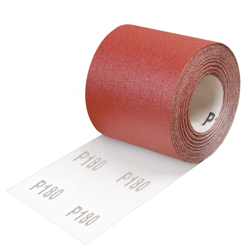 93 mm x 10 m Grit 180 Sandpaper Roll for Hand Sanders | Aluminium oxide sanding cloth, wet dry, can be cut to size, multi-surface polishing, rust removal, fine sanding 180 grit
