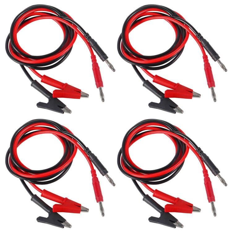 [Australia - AusPower] - 2pcs 4mm Banana Plug to Alligator Clip Test Lead Wire Cable Set 14AWG for Multimeter Oscilloscope 3 Feet DMM Multimeter (4PCS) 4PCS 