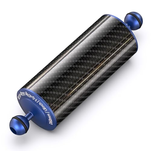 Carbon Fiber Underwater Float Arm with Dual Ball Mounts for Photography and Video, Compatible with Diving Trays, Video Lights, Strobes (Blue, 60mm8') 60mm8' blue
