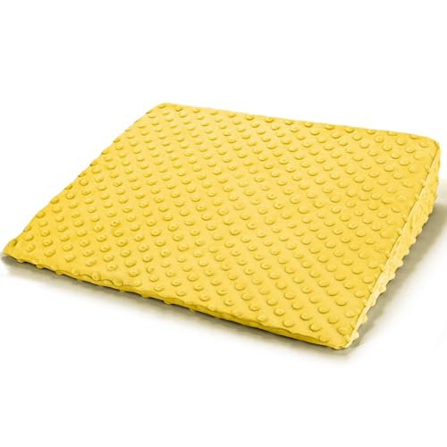 Wedge Pillow for Kids,Memory Foam for Back,Legs & Knees, Relaxation and Comfort, Soft and Breathable, Dot Texture Pillow for Reading Watching TV Gaming Sleeping, Fit for Sofa Floor Room Yellow