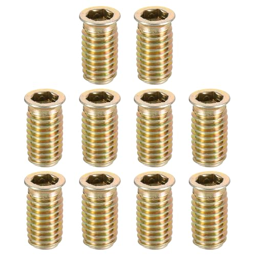 uxcell M10x30mm wood furniture threaded insert nuts with hex socket drive, 25-piece set
