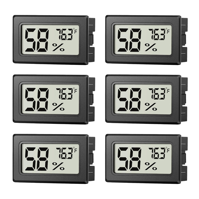 6 Pack Mini Hygrometer Indoor Humidity Meter, Small Digital Thermometer Humidity Gauge Meter, Indoor Thermometer Hygrometer Monitor Fahrenheit (℉) for Thermostat Reptile Tank, Mason Jars