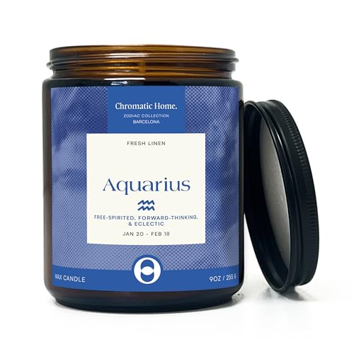 Aquarius Zodiac Candle 9oz Astrology Gift for Women Birthday Candle Aquarius