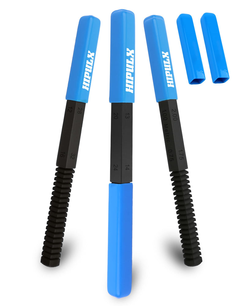[Australia - AusPower] - 3 PCS Thread File Set - 5140 Alloy Steel SAE & Metric Thread Files with Ergonomic Handle - Professional Thread Restorer Kit Repair Tool for Automotive, Plumbing & Industrial Use 