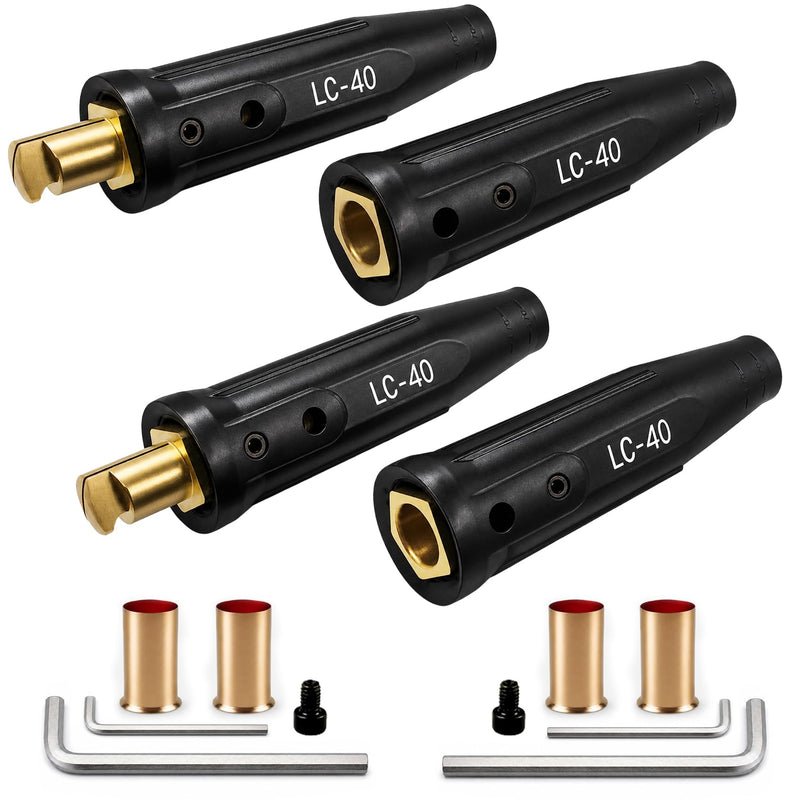 2 Pack LC-40 Welding Leads Quick Connector, Welding Cable Connectors, Male & Female Welding Connectors for Welding Machine Accessories, 1/0 and 2/0 Welding Cable Size Capacity, 350 amps Max Rating