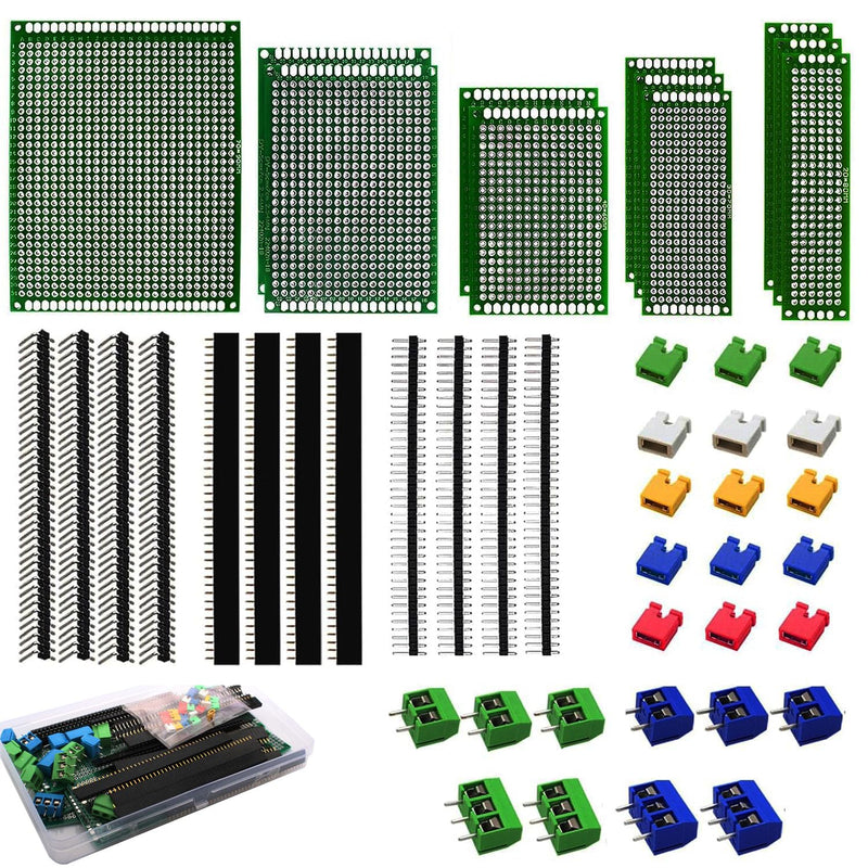 RUNCCI-YUN 48 Pieces PCB Board Kits Hole Grid Board Kit Double-Sided PCB Board PCB Board Prototype Double-Sided Circuit Boards for DIY Soldering, Compatible with Arduino Kit