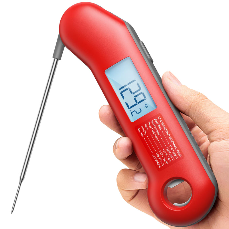 [Australia - AusPower] - ThermoMaven Professional Meat Thermometer Digital, Ultra-Fast 0.5 Sec Instant Read, NIST Certified ±0.5°F Accuracy, 100% Waterproof, Auto-Rotating Backlit Display, Lift-to-Wake, for BBQ/Cooking/Candy Red & Gray 